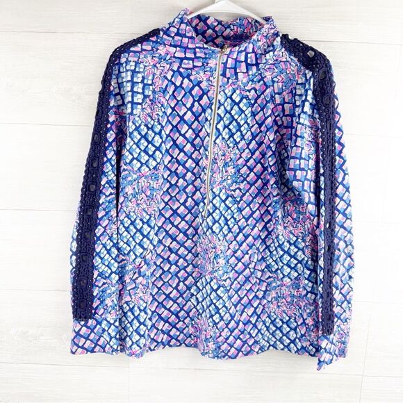 Lilly Pulitzer Skipper Royal Purple Popover 1/2 Zip Sweatshirt Top - Picture 4 of 10